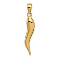 14K Yellow Gold Large 3-D Italian Horn Pendant view 4
