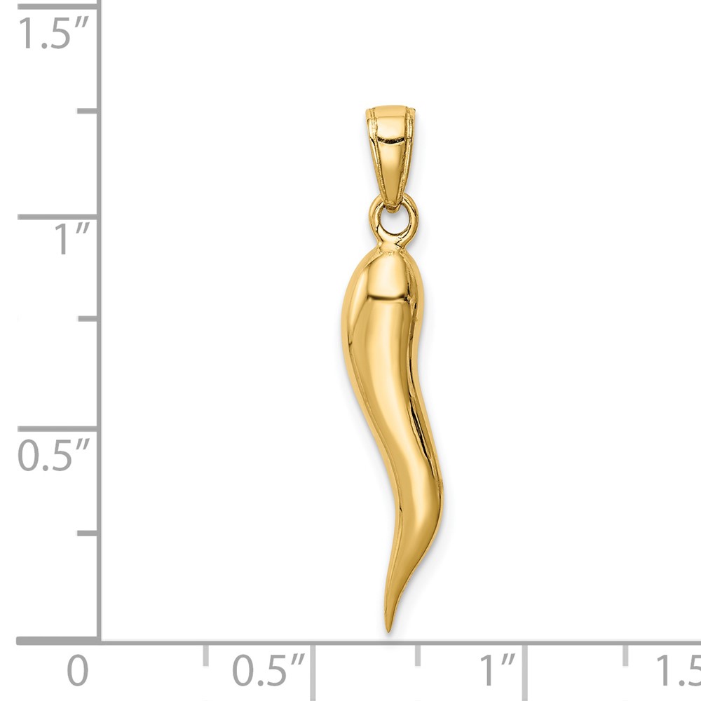 14k Large 3D Italian Horn Pendant (K2737)