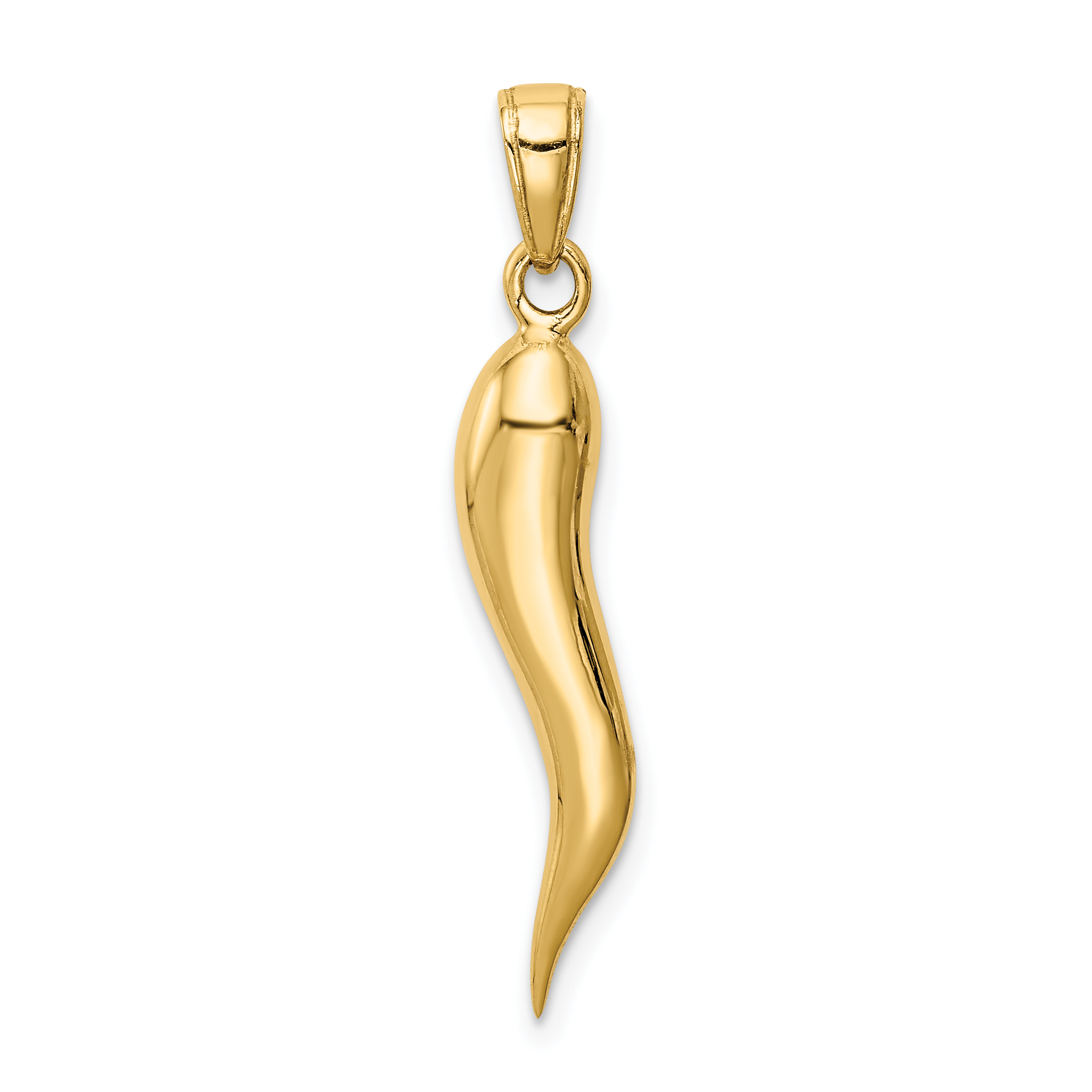 14k Large 3D Italian Horn Pendant (K2737)