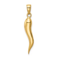 14K Yellow Gold Large 3-D Italian Horn Pendant view 1