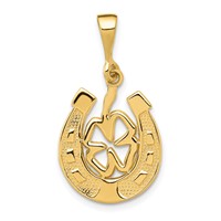14K Clover in Horseshoe Pendant view 1
