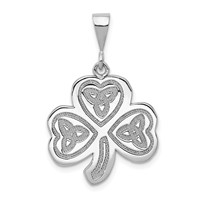 14K White Gold Trinity Clover Pendant view 1