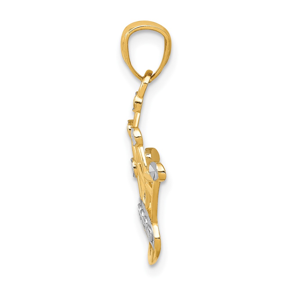 14k and Rhodium Crown Pendant (K2746)