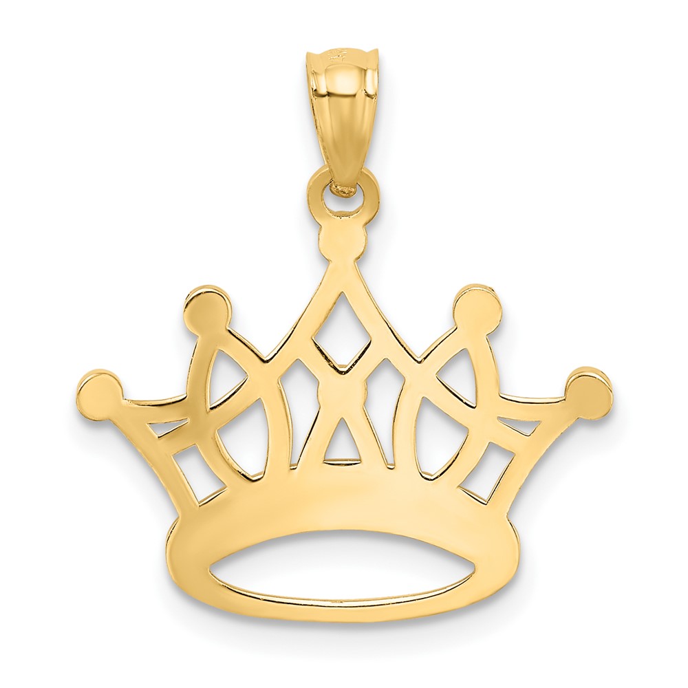 14k and Rhodium Crown Pendant (K2746)