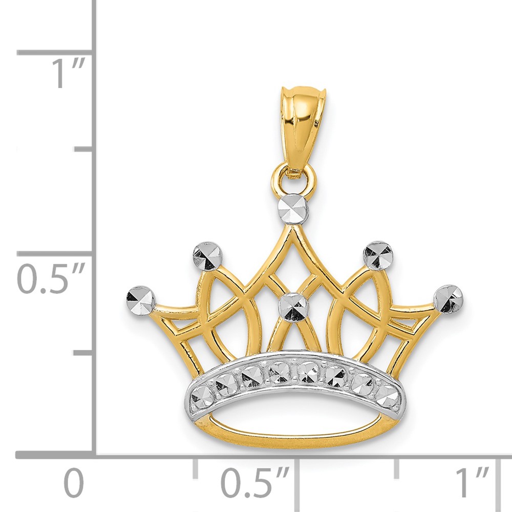 14k and Rhodium Crown Pendant (K2746)