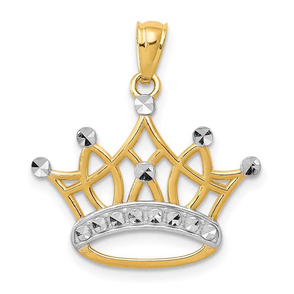 14k and Rhodium Crown Pendant (K2746)
