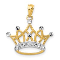 14K and White Rhodium Crown Pendant view 1