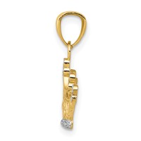 14K and White Rhodium Crown Pendant view 2