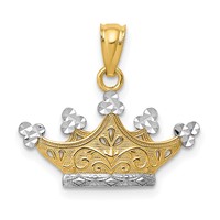 14K and White Rhodium Crown Pendant view 1