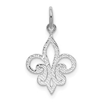 14K White Gold Fleur De Lis Charm view 3