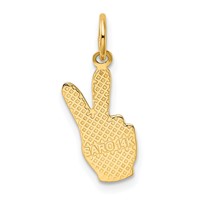 14K Yellow Gold Peace Sign Hand Charm view 3