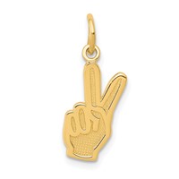 14K Yellow Gold Peace Sign Hand Charm view 1