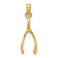 14K Yellow Gold Wishbone Pendant view 3