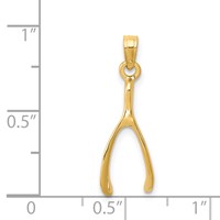 14K Yellow Gold Wishbone Pendant view 4