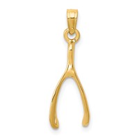 14K Yellow Gold Wishbone Pendant view 1