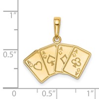 14K Yellow Gold Aces Playing Cards Pendant view 4