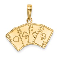 14K Yellow Gold Aces Playing Cards Pendant view 1