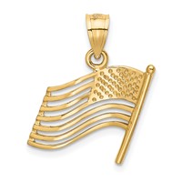 14K Yellow Gold Cut-out American Flag Pendant view 3
