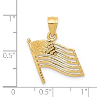 14K Yellow Gold Cut-out American Flag Pendant view 4