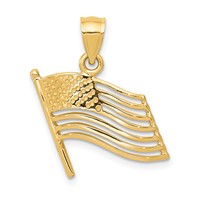 14K Yellow Gold Cut-out American Flag Pendant view 1