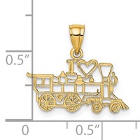 14K Yellow Gold I Heart Train Engine Charm view 3
