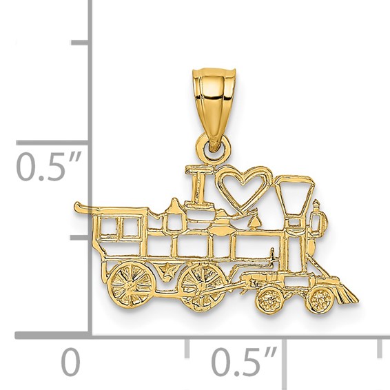 14k I HEART Train Engine Charm