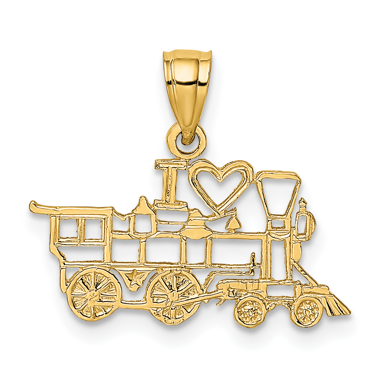 14k I LOVE TRAINS Charm (K2813)