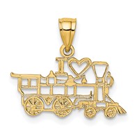 14K Yellow Gold I Heart Train Engine Charm view 1