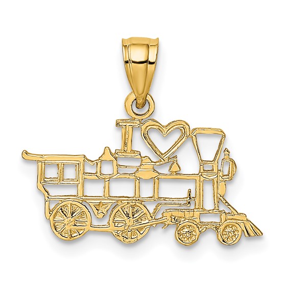 14k I HEART Train Engine Charm