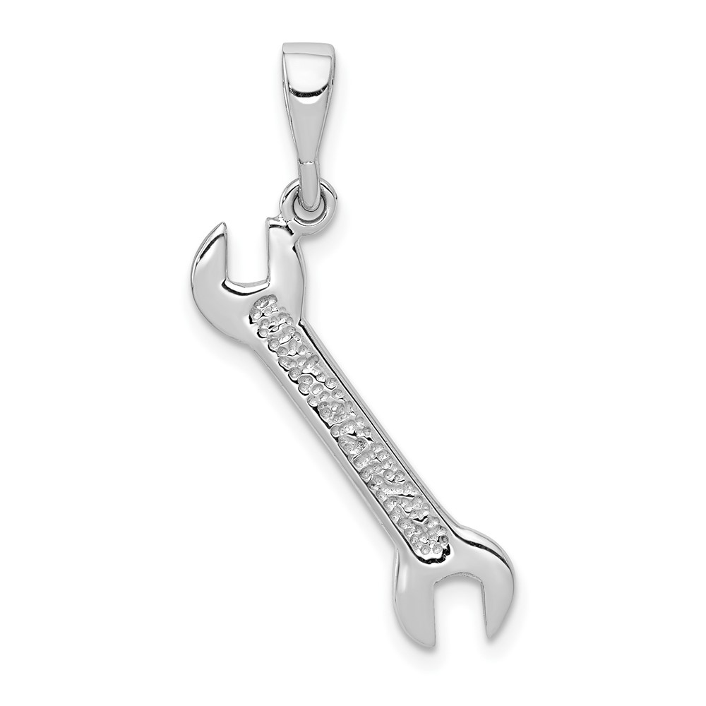 14K White Gold 3-D Wrench Pendant