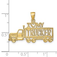 14K Yellow Gold I Heart MY Trucker Truck Pendant view 3