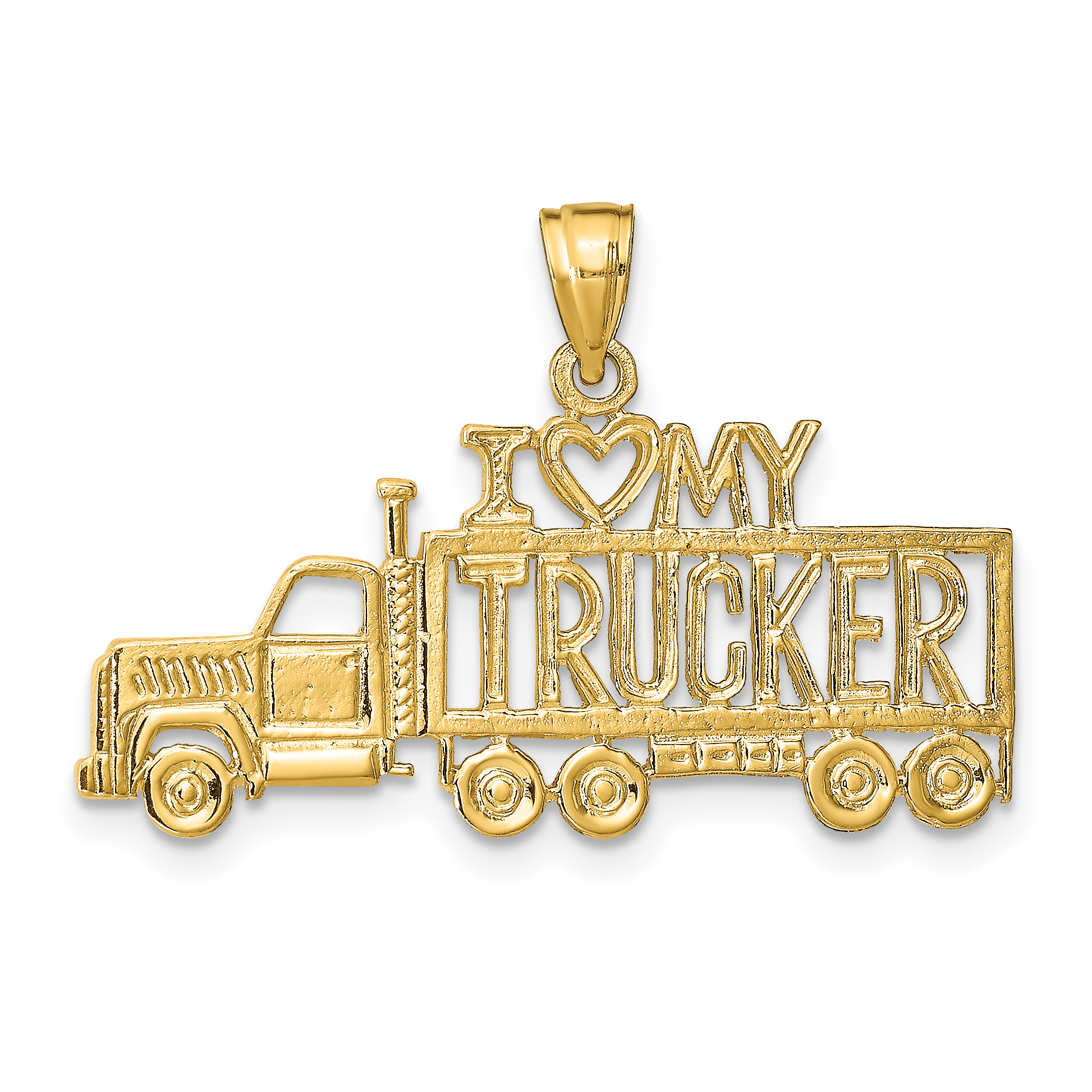 14k I LOVE MY TRUCKER Truck Pendant (K2819)