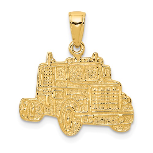 14K Yellow Gold Semi Truck Cab Pendant