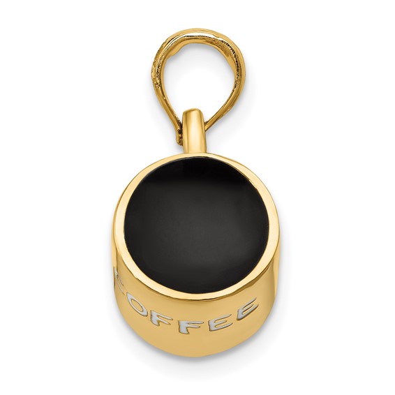 14K 3-D Black Enameled Coffee Cup Pendant