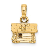 14K Yellow Gold 3-D Log Cabin Pendant view 3