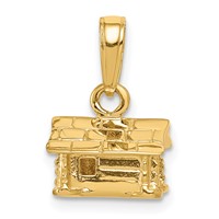 14K Yellow Gold 3-D Log Cabin Pendant view 1