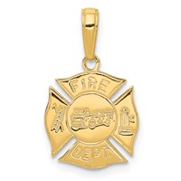 14K Fire Dept Shield Pendant view 1
