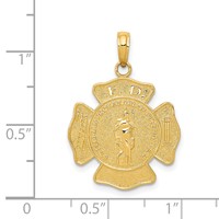 14K Yellow Gold Fire Department FD St. Florian Badge Pendant view 4