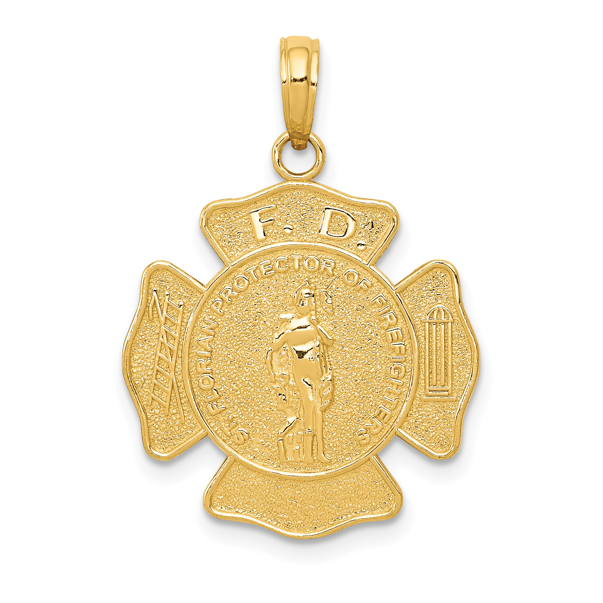14k Fire Department FD St. Florian Badge Pendant (K2842)