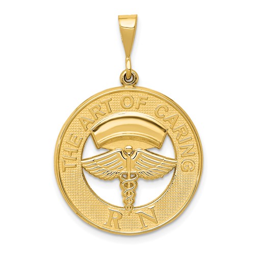 14K Yellow Gold RN the Art of Caring Pendant