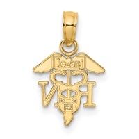 14K Yellow Gold RN Registered Nurse Caduceus Charm view 4