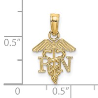 14K Yellow Gold RN Registered Nurse Caduceus Charm view 3