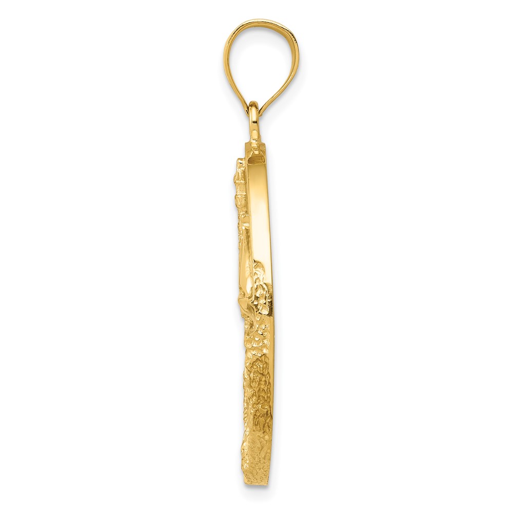 14K Lab Created Opal Lighthouse Sailboat Pendant (K2857)