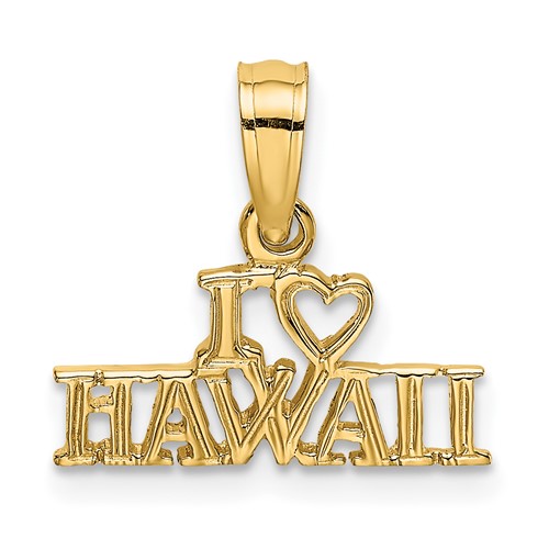 14K Yellow Gold I Heart Hawaii Charm
