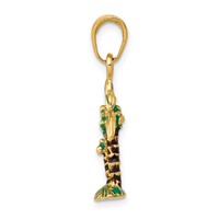 14K Yellow Gold 3-D Enameled Palm Trees Pendant view 2