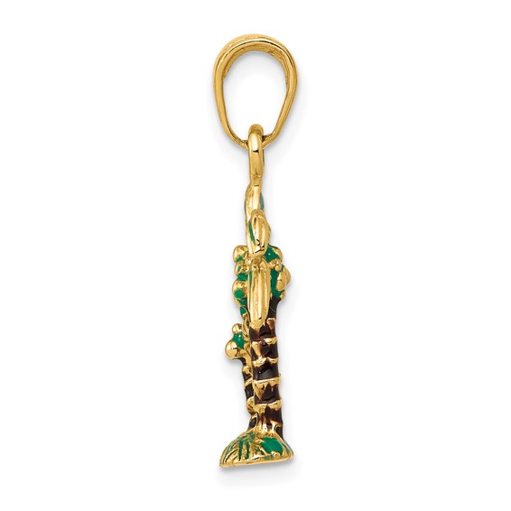 14k 3-D Enameled Palm Trees Pendant
