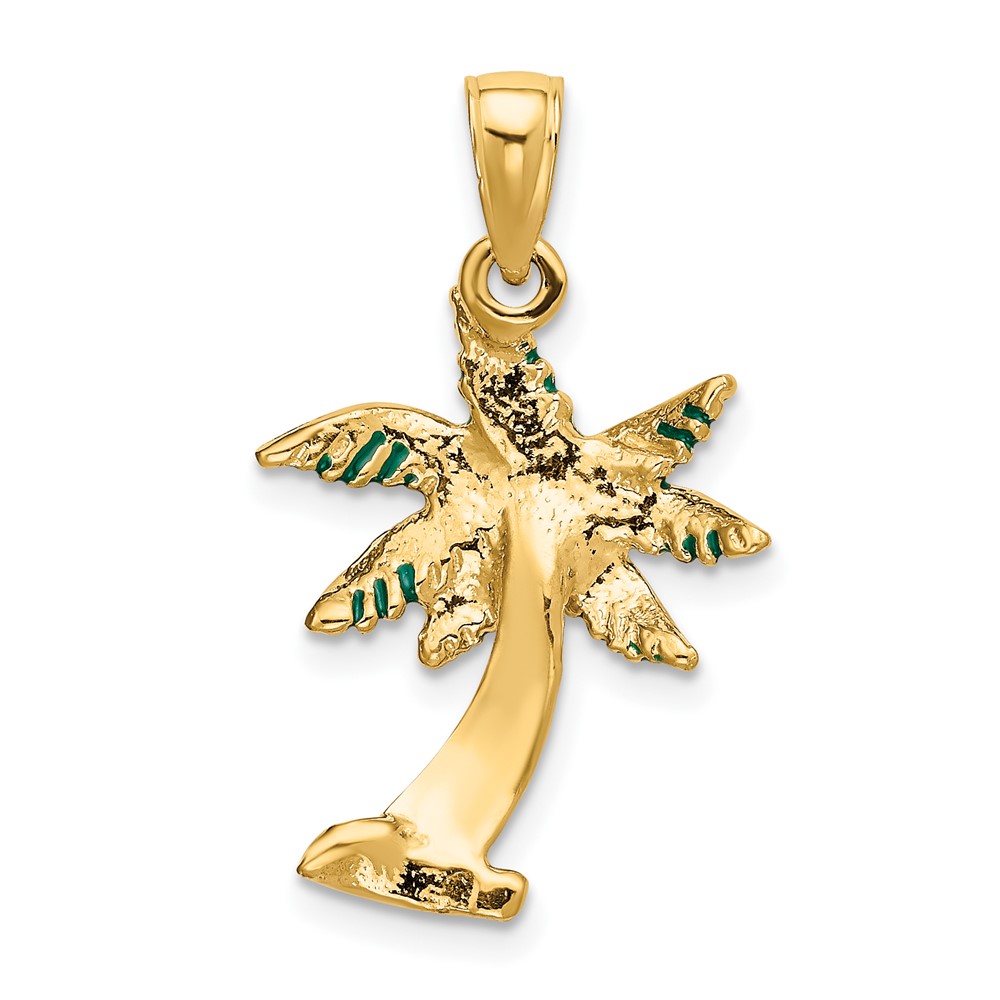 14k Enameled Palm Tree Pendant (K2893)