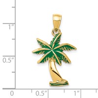 14K Yellow Gold Enameled Palm Tree Pendant view 4
