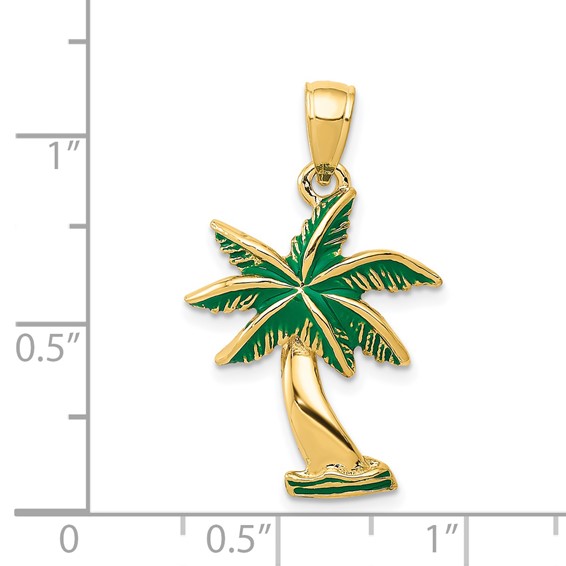 14k Enameled Palm Tree Pendant