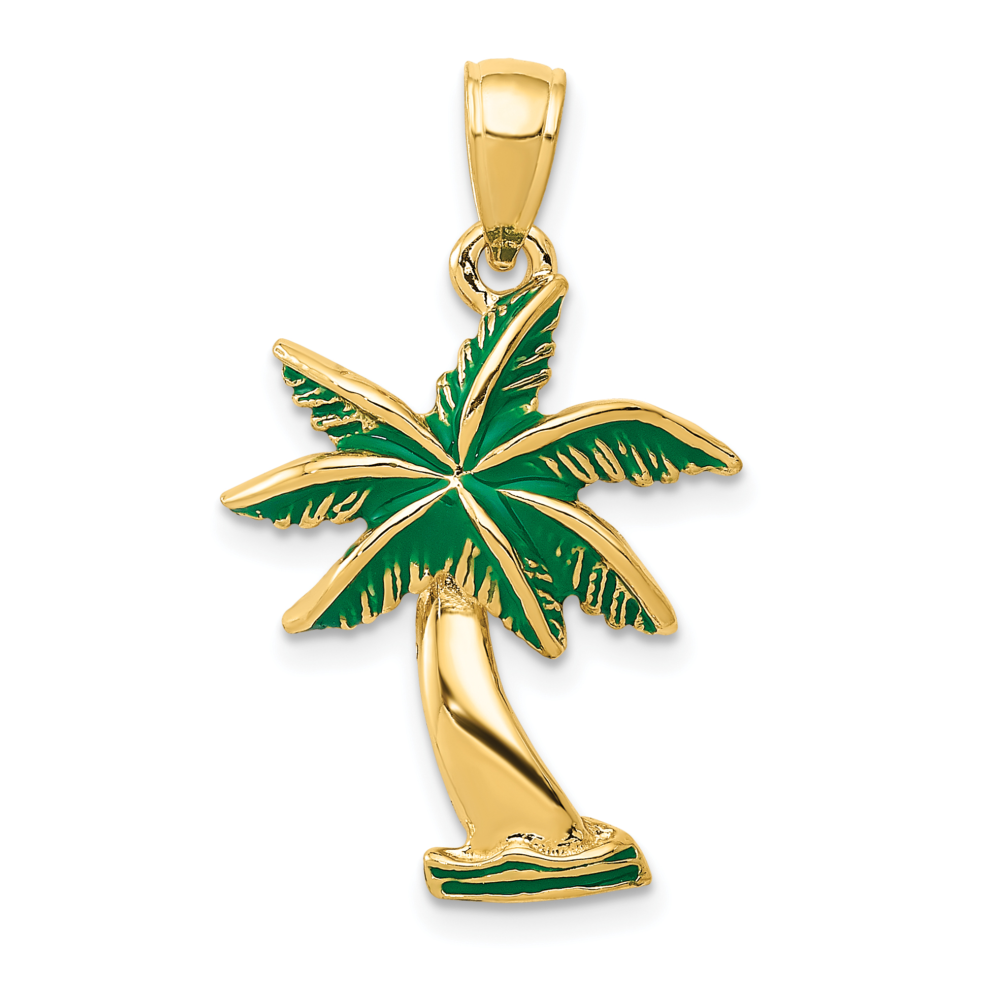 14k Enameled Palm Tree Pendant (K2893)